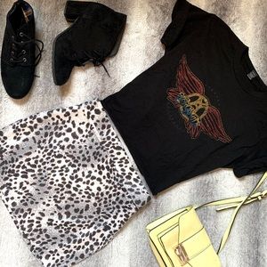 grey animal print mini skirt